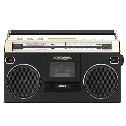 Ion Audio 1980S-Style Boombox with Bluetooth, Radio, Cassette Player Recorder & VU Meters