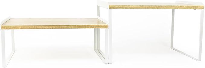 Mitus Shelf Organizer and Storage, Stackable Tiered Wood Cabinet Rack for Countertops, Desktops, Cabinets (Set of 2) 16