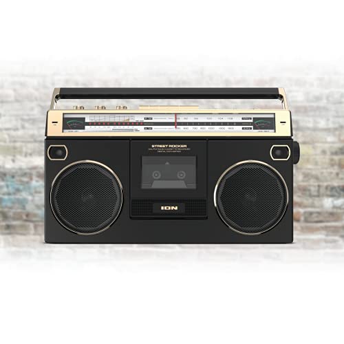 Ion Audio 1980S-Style Boombox with Bluetooth, Radio, Cassette Player Recorder & VU Meters