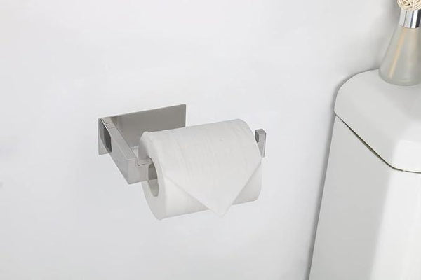 Toilet Paper Holder, Self Adhesive Tissue Holder Stainless Steel Rustproof Paper Roll Holder, No Drilling Easy to Install, Toilet Paper Rack Suitable for Office, Bathroom (Polish Chrome)