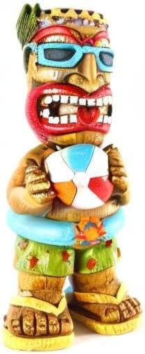 Large Float Tiki Garden Statue,Funny Tiki Decor Figurine with Multi-Color Changing Solar Lights,Hawaiian Tiki Man Outdoor Patio Yard Lawn Bar Party Beach Pool Decoration,Christmas Ornament Gift