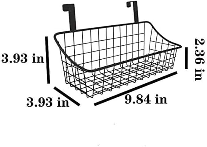 LeleCAT Cabinet Door Organizer Basket with hook Grid Storage Basket, Hang it behind a door or on a railing,BLack,4 Pack