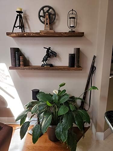 joelsantiques Floating Shelf, Wood Wall Shelf, Natural Wooden Home Decor for Bathroom Kitchen Bedroom, Hanging Mounted Invisible Bracket (Medium Brown, 7