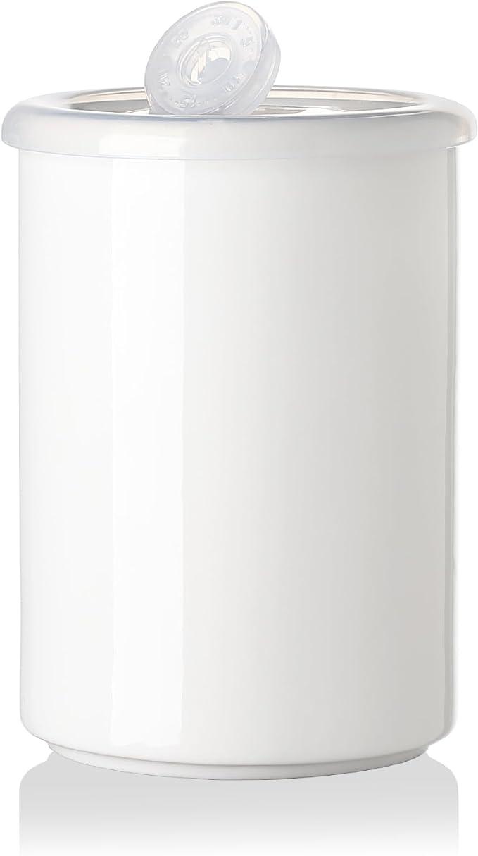 Sweejar Ceramic Food Storage Jar, Salt Container with Airtight Plastic Lid & Date Tracker, 28 Oz Kitchen Canisters for Flour, Rice, Sugar, Coffee, Spices, Pantry Organization (White)