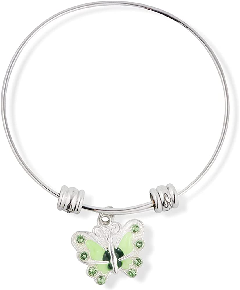 Butterfly with Coloured Enamel Fancy Charm Bangle