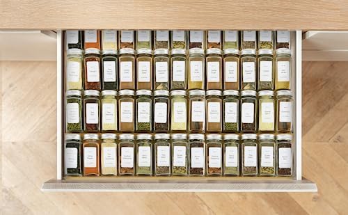 Spice Drawer Organzier,4 Tiers Bamboo Spice Rack Tray Insert for Cabinet Drawer Countertop, Kitchen Seasoning Storage Drawer Organization,14.57