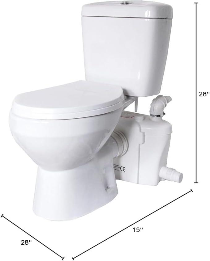 800W/1+HP American Round Macerating Toilet Kit with Macerator Pump for Basement Toilet System, 3-Piece Kit by Lift Assure