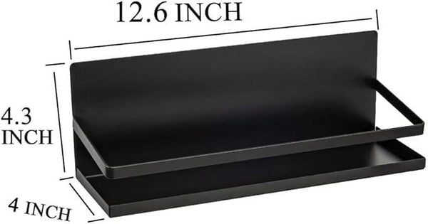 Magnetic Spice Rack Holder Paper Towel Holder with Hook for Refrigerator Fridge Organizer for Kitchen, Space Saver Container for Kitchen/Apartment, Drill Free, Black，3 Packs