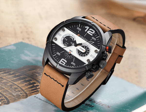 Men's  Waterproof Retro Style Watch With Excellent  Background, Chronometers  Large Numbers Perfect Gift