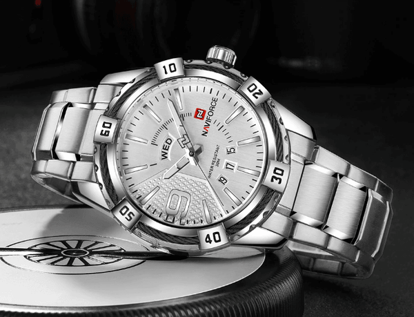 Men's  Luxury Stainless steal Waterproof Watch With Day And Date Display Unique Design Perfect Gift In Modern Metal Men  Wrist Watch Design