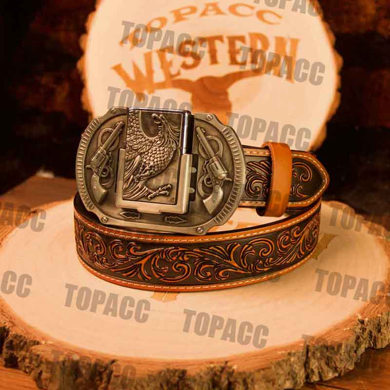 Brown Belt with Vintage Lighter Buckle