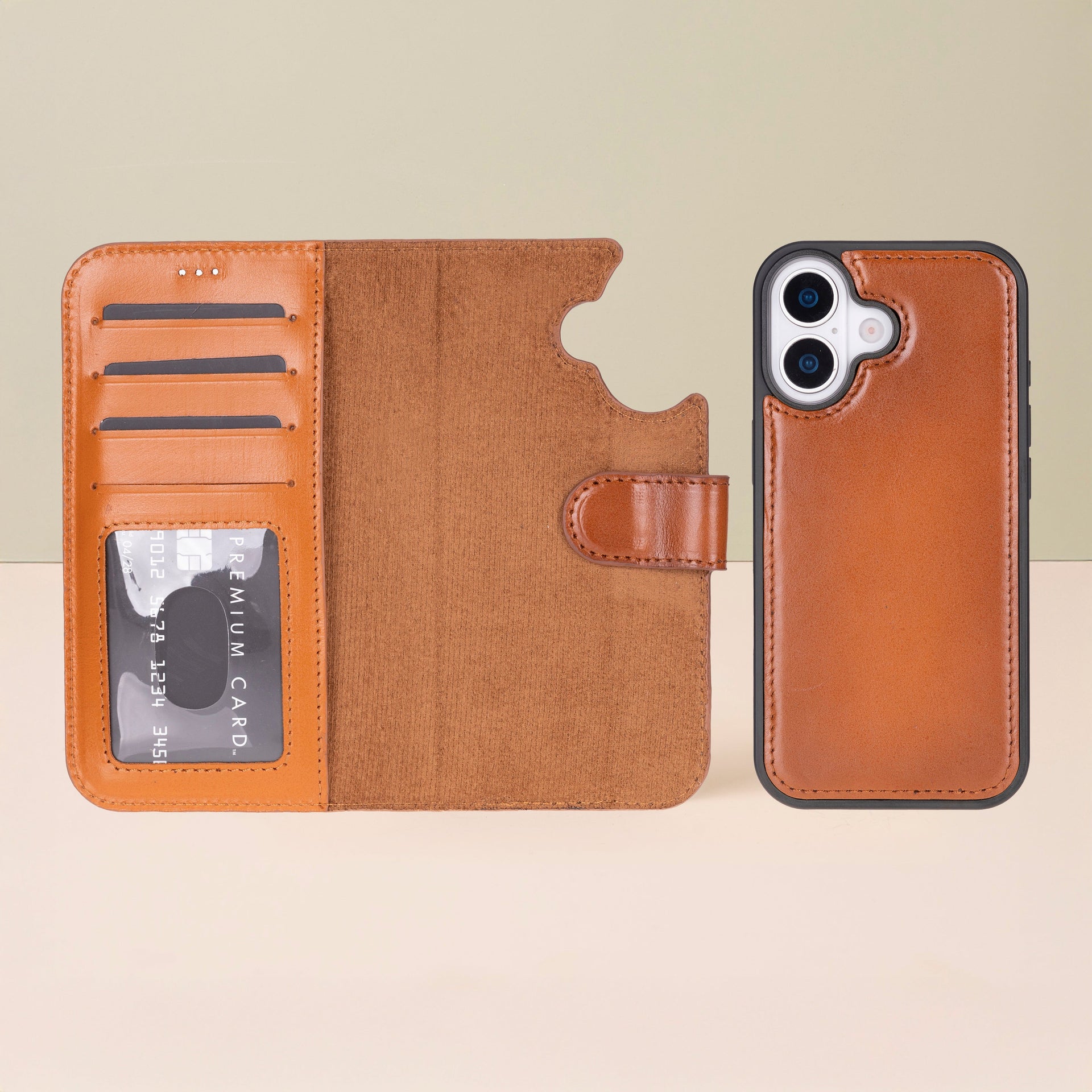 Leathere iPhone 17 Wallet Case – Rustic Brown - New York