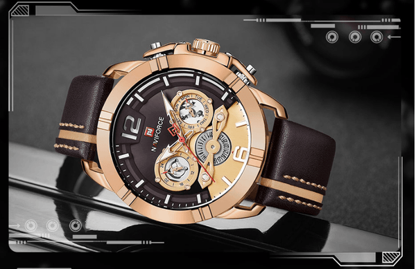 Waterproof  Quartz  Man Leather Sport Wrist Watch  Luxury Unique Design Perfect Gift