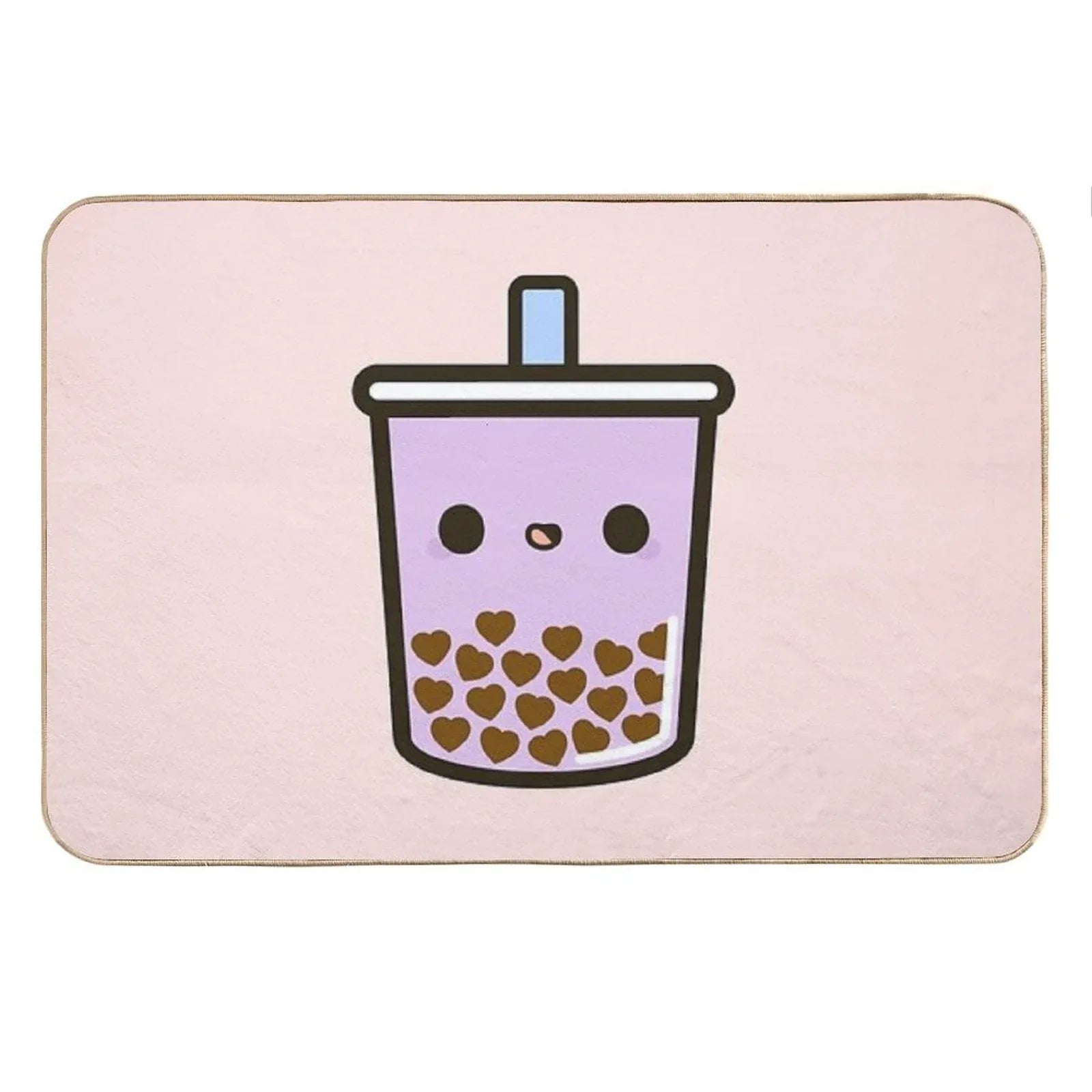 Cute Love Heart Bubble Tea Bath Mat