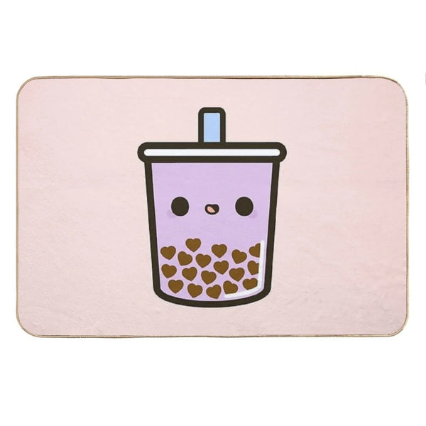 Cute Love Heart Bubble Tea Bath Mat