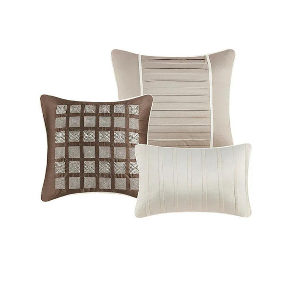 Trinity 7 Piece Polyester Charmeuse Comforter Set - Traupe - Gifts for You 'n Me