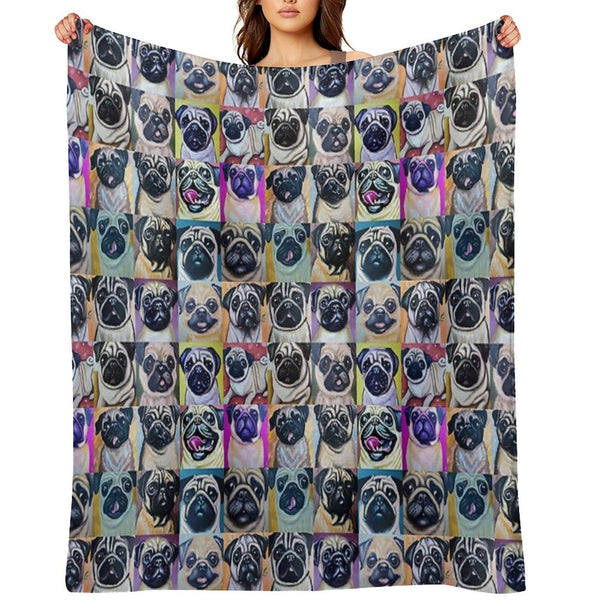 Pugs (Tiled Pattern) Eco-conscious Throw Blanket