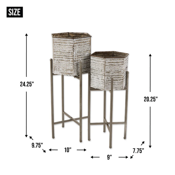 HEXAGON BUCKET PLANT STAND SET/2