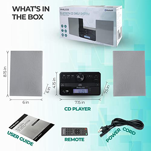 Philco Shelf Stereo Systems with CD Radio, Bluetooth MP3 AUX & USB