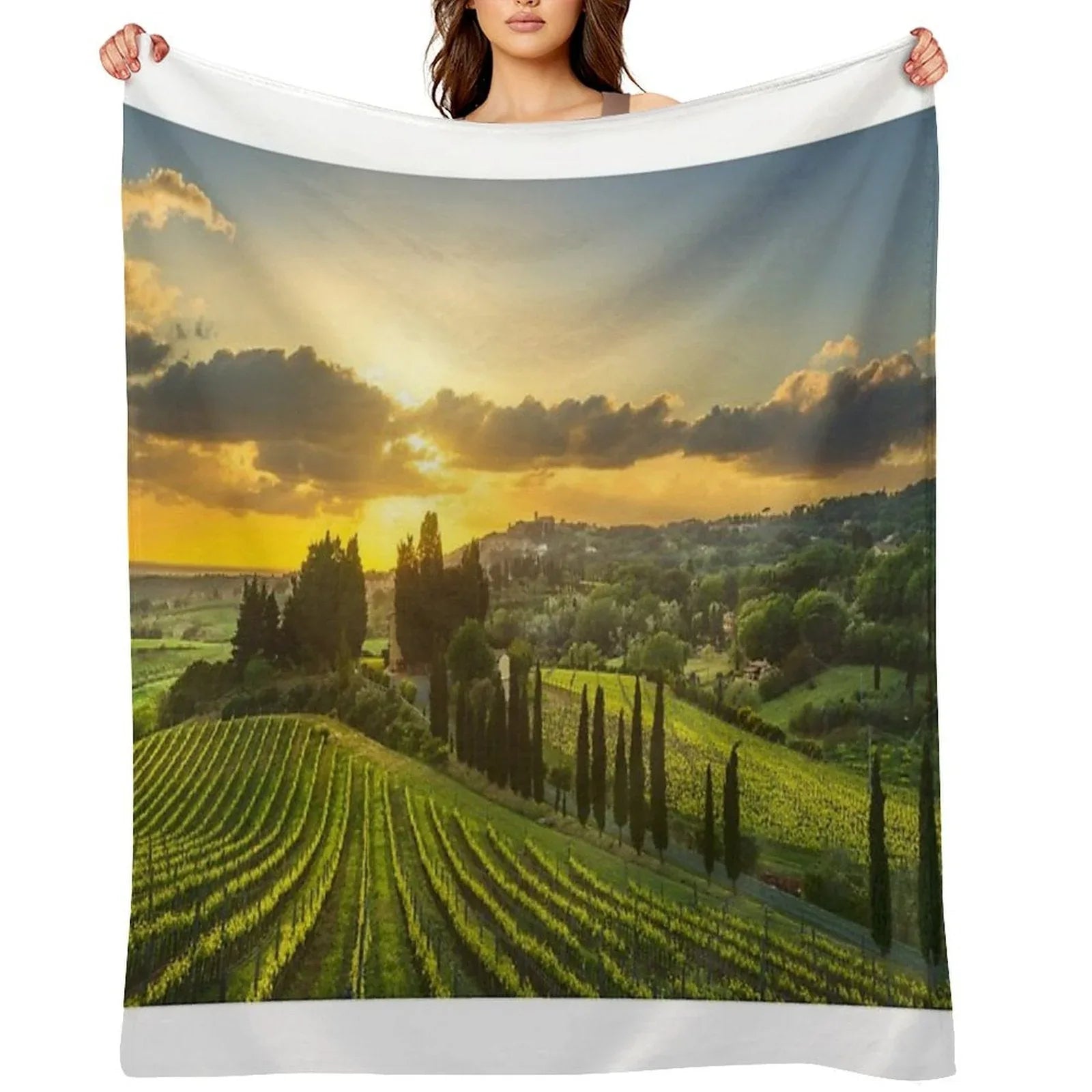 Vineyards And Countryside Landscape in Maremma. Tuscany Throw Blanket