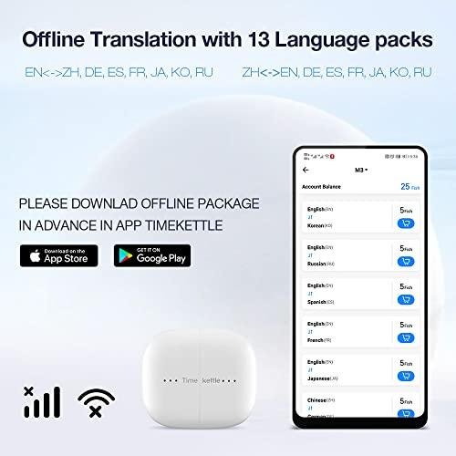 Timekettle M3 Language Translator Earbuds, Two-Way Translator Device with APP for 40 Languages, Offline Translator