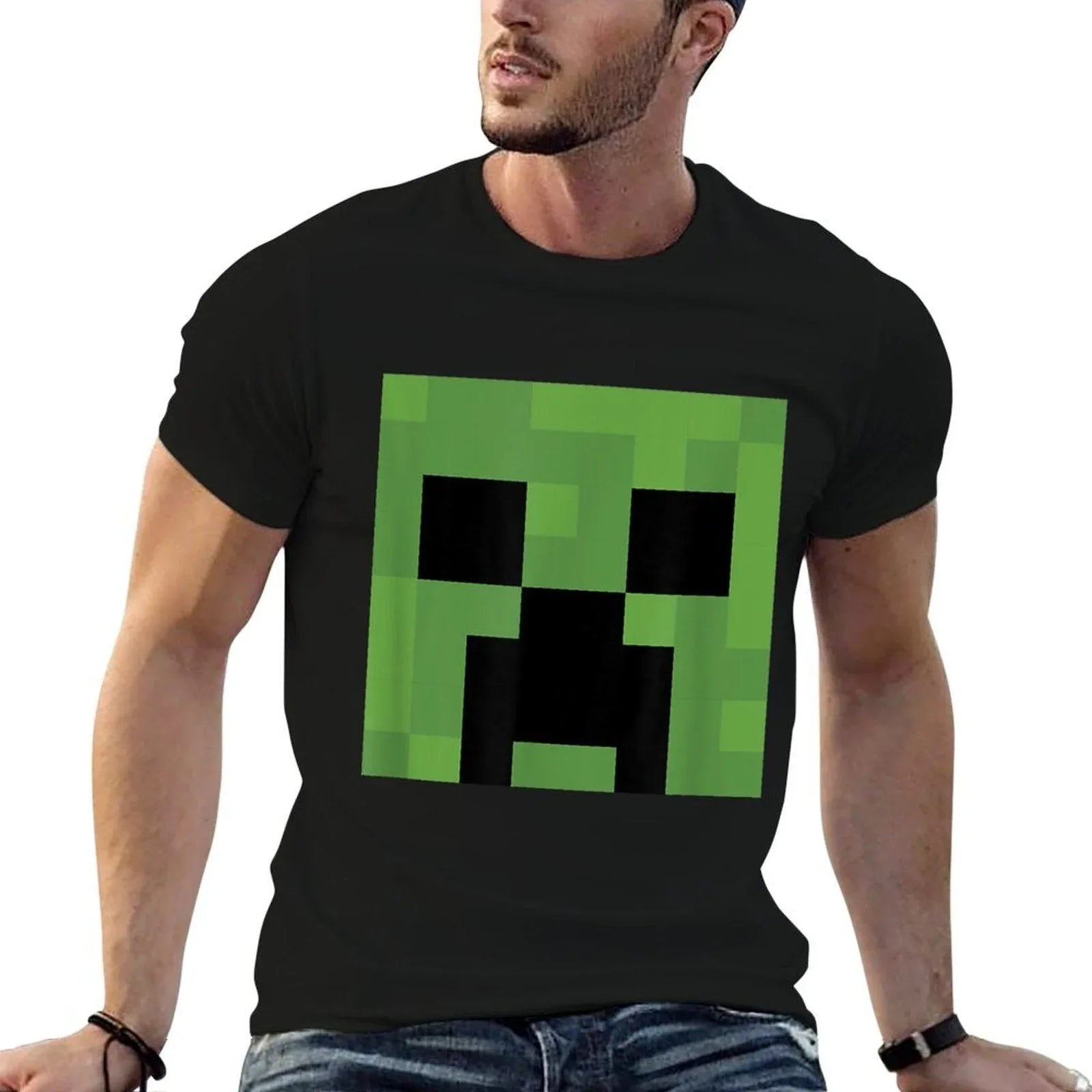 Minecraft Creeper Big Face  Oversized Silhouette T-Shirt
