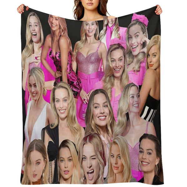 HIGH QUALITY Margot Robbie Photo Collage All-season Throw Blanket