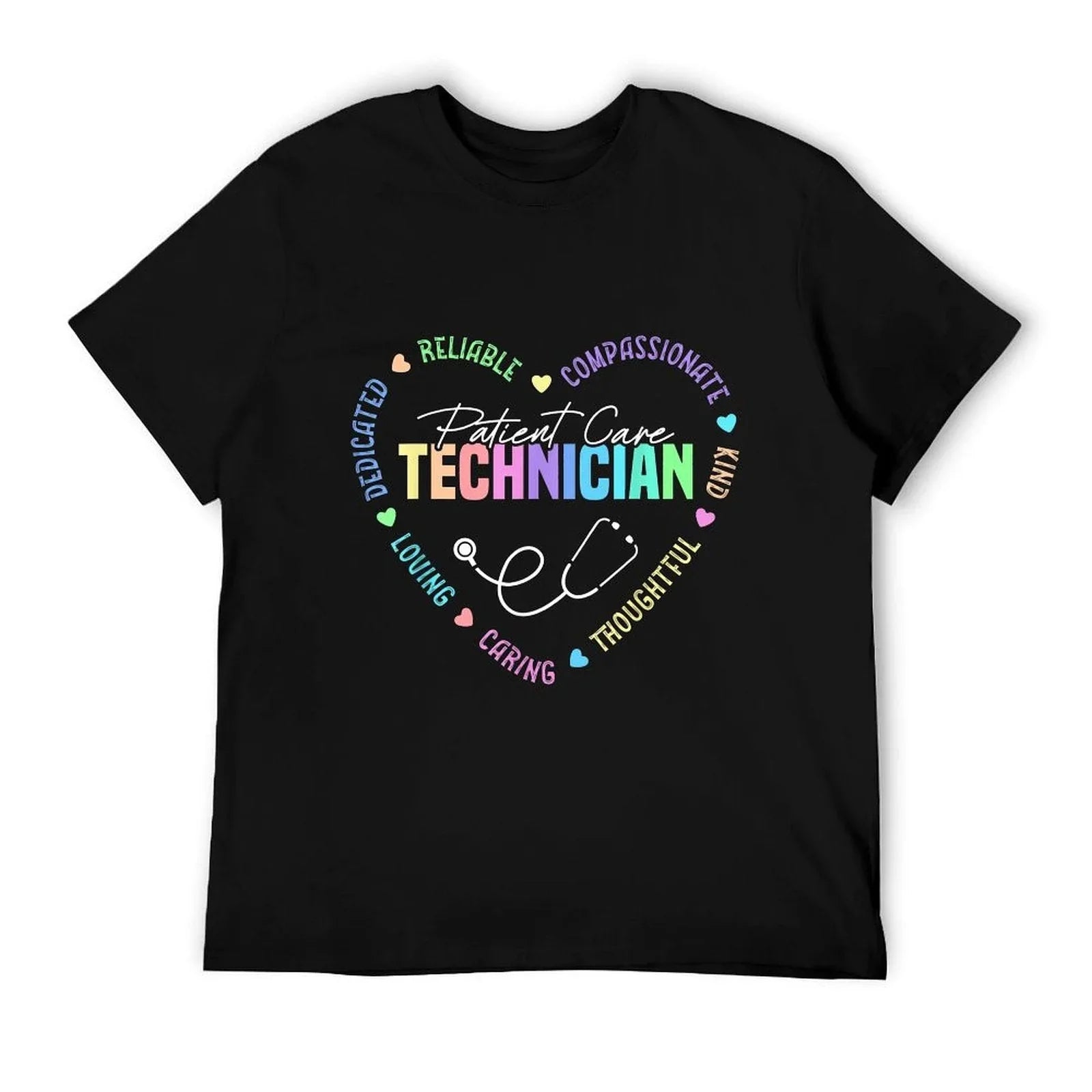 Patient Care Technician Heart Stethoscope PCT T-Shirt