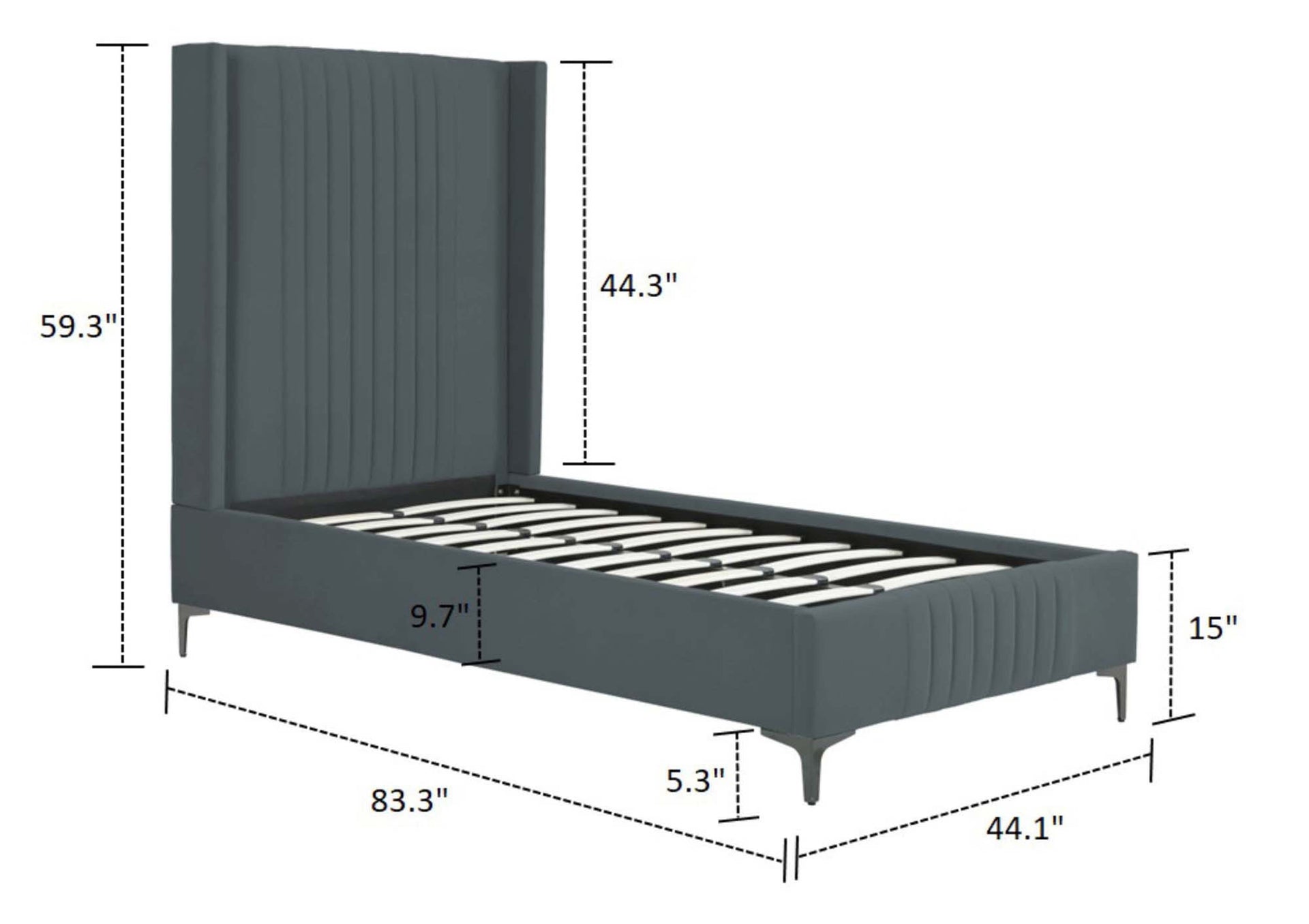 Promenade Upholstered Velvet Twin Bed