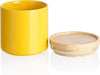 Sweejar Kitchen Canisters Ceramic Food Storage Jar, Stackable Containers with Airtight Seal Wooden Lid for Serving Ground Coffee, Tea, Sugar, Salt and More - 16 Fl Oz (Yellow)