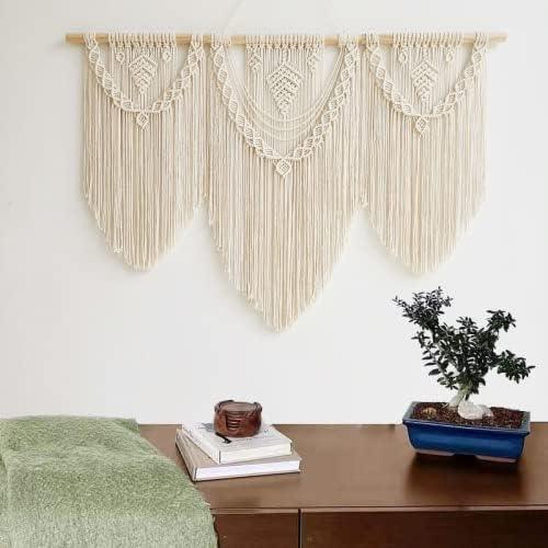 guzhiou large macrame wall hanging - Boho Tapestry Macrame Wall Decor Art- Chic Bohemian Handmade Woven Tapestry Home Decoration for Bedroom Living Room Apartment Wedding Party - 43