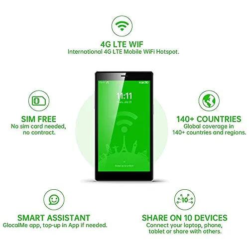 GlocalMe 4G LTE Portable WI-Fi Hotspot Portable, Works Worldwide Without SIM - Gifts for You 'n Me