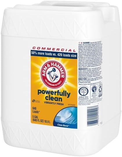 Arm & Hammer Liquid Laundry Detergent Professional, Clean Burst, 5 Gallon (Pack of 1) 640 Loads
