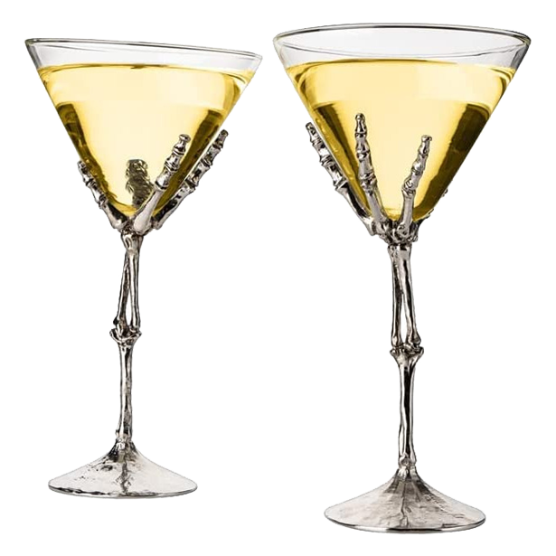 The Wine Savant Stemmed Skeleton Martini Glasses Set of 2 Skeleton Hand Glasses 9