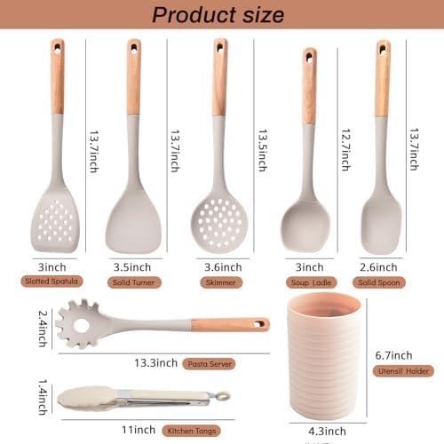 Silicone Cooking Utensils Set 8 Piece with Holder