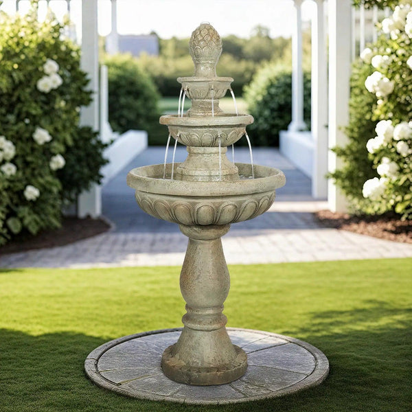 Concrete 3 Tier Fountain Classical Pineapple Finial