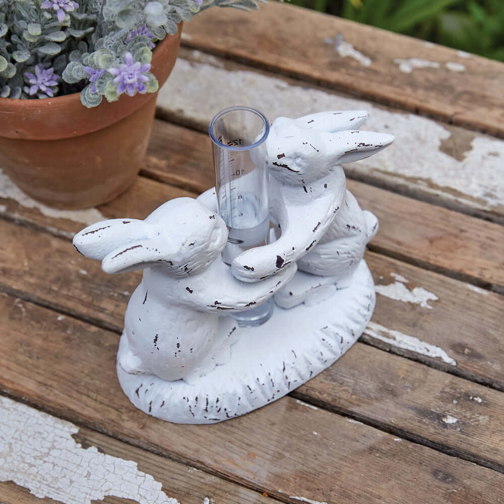 Weathered Rabbits Rain Gauge
