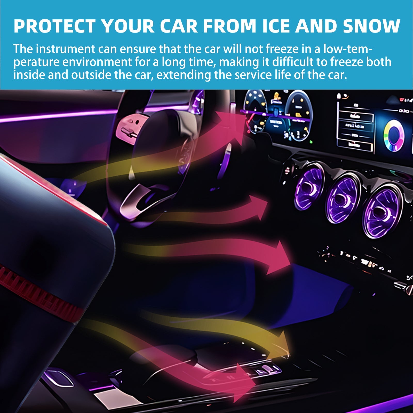 Snow Remover, Car Windshield Defogging Deicing Quick Snow Melting Portable Heater