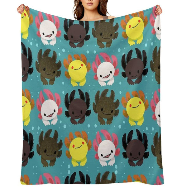 Axolotl Squad Sustainable Throw Blanket