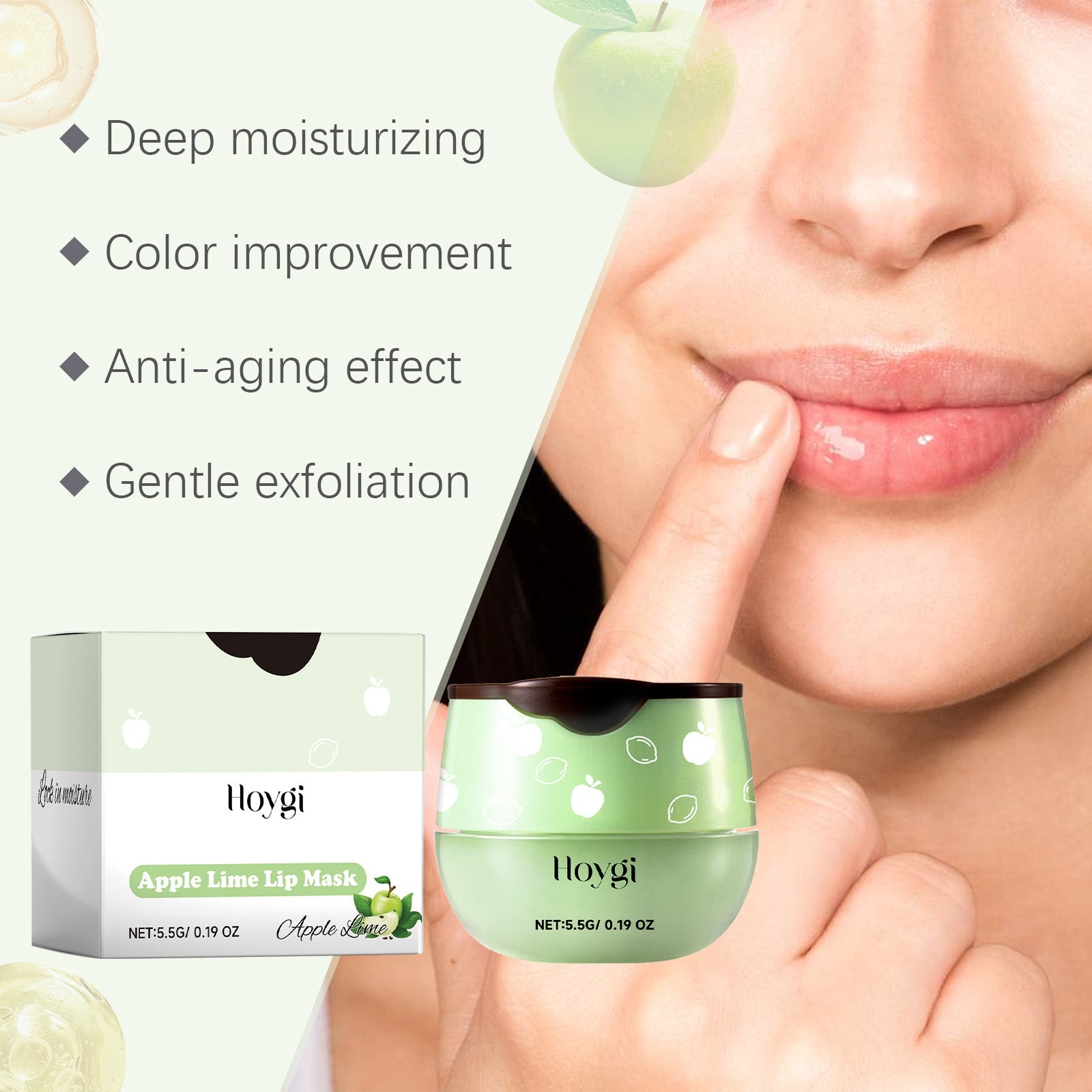 Green Apple Lip Mask, Moisturizing And Moisturizing Lips, Reducing Lip Lines, Preventing Dry Cracks, Removing Dead Skin And Moisturizing Care Lip Mask