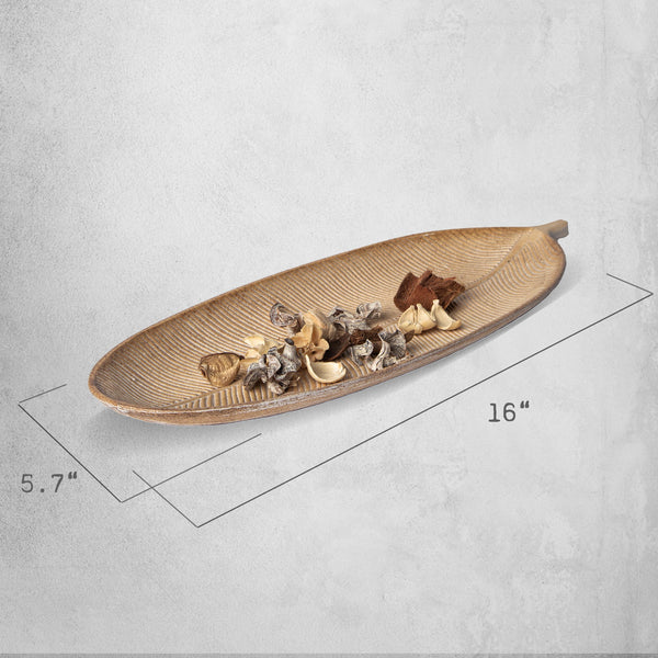 423 - Leaf Design Wood Tray - Elegant Jewelry Plate Tray with Intricate Leaf Design - Decorative Centerpiece for Home, Kitchen, and Events