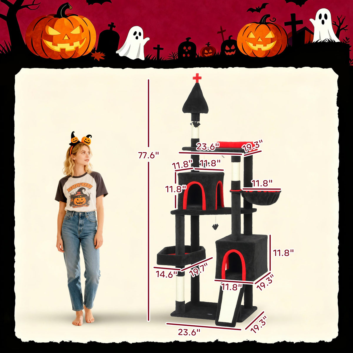 PawHut Gothic Cat Tree - 78