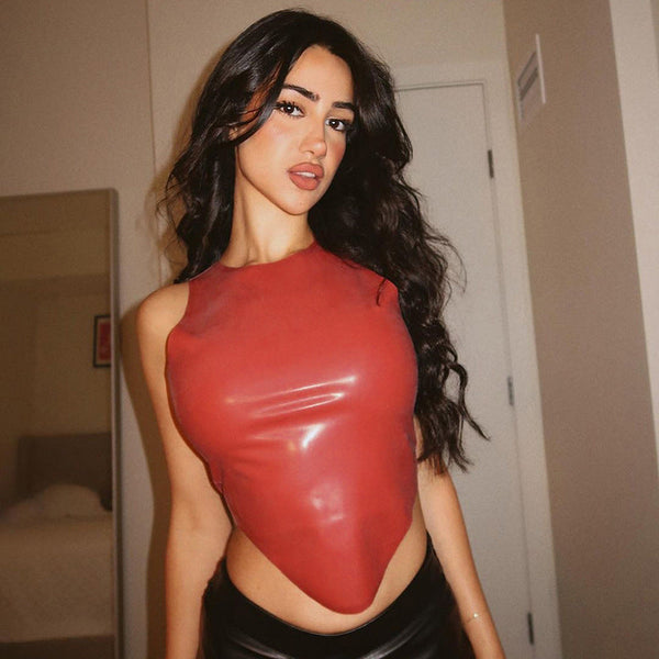 Round neck sleeveless irregular hem top women's vest