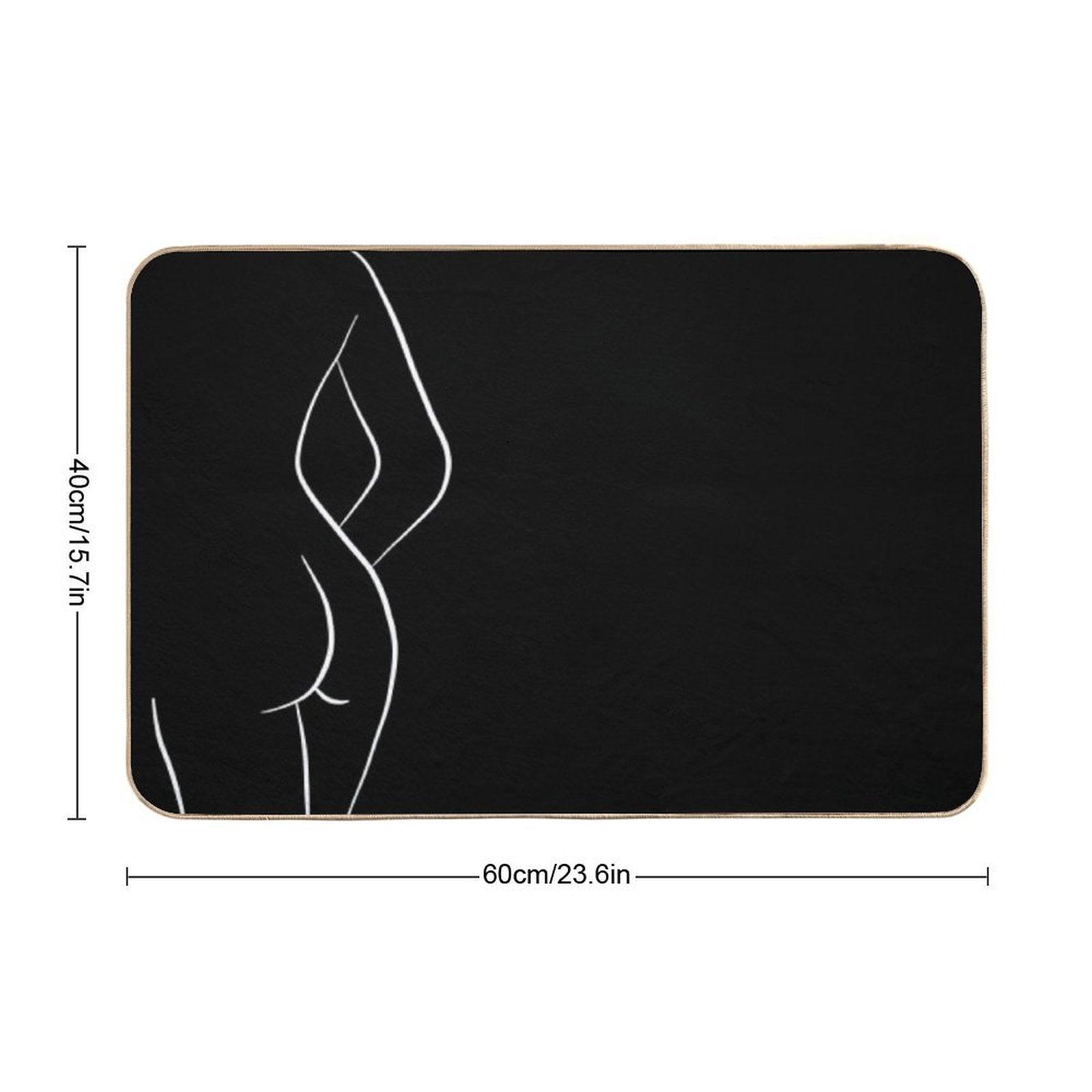 Woman Body Outline Line Art in Black - Hello Helena Bath Mat