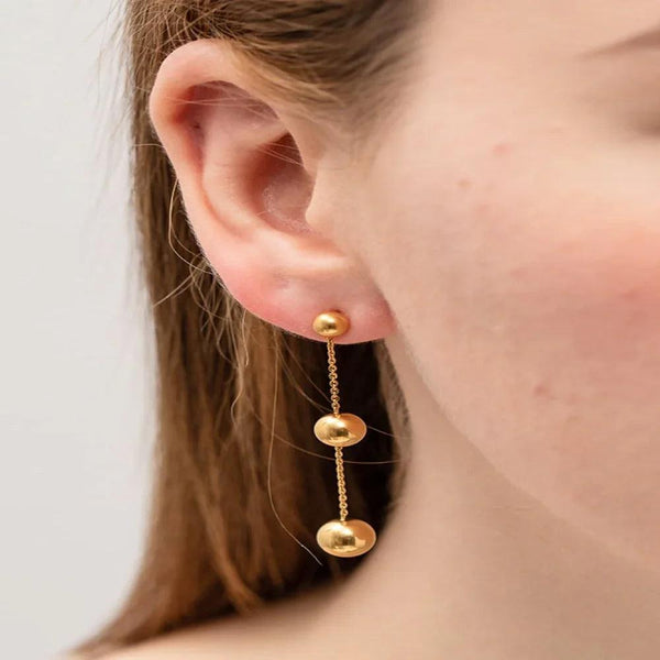 Gold Ball Bead Chain Drop Earrings - Gifts for You 'n Me