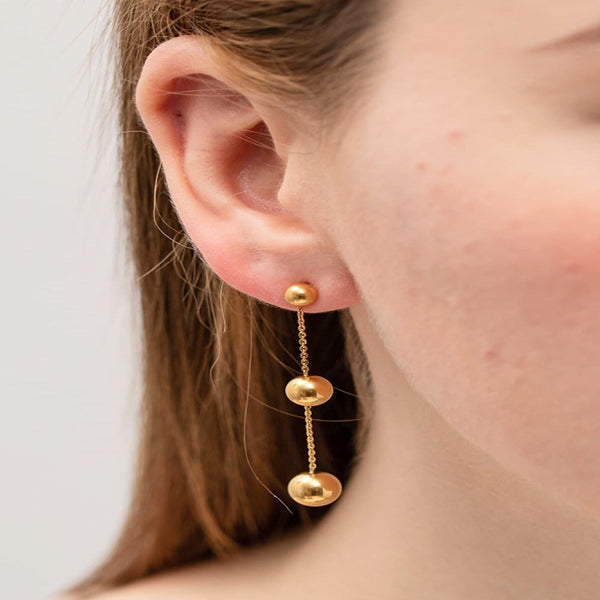 Gold Ball Bead Chain Drop Earrings