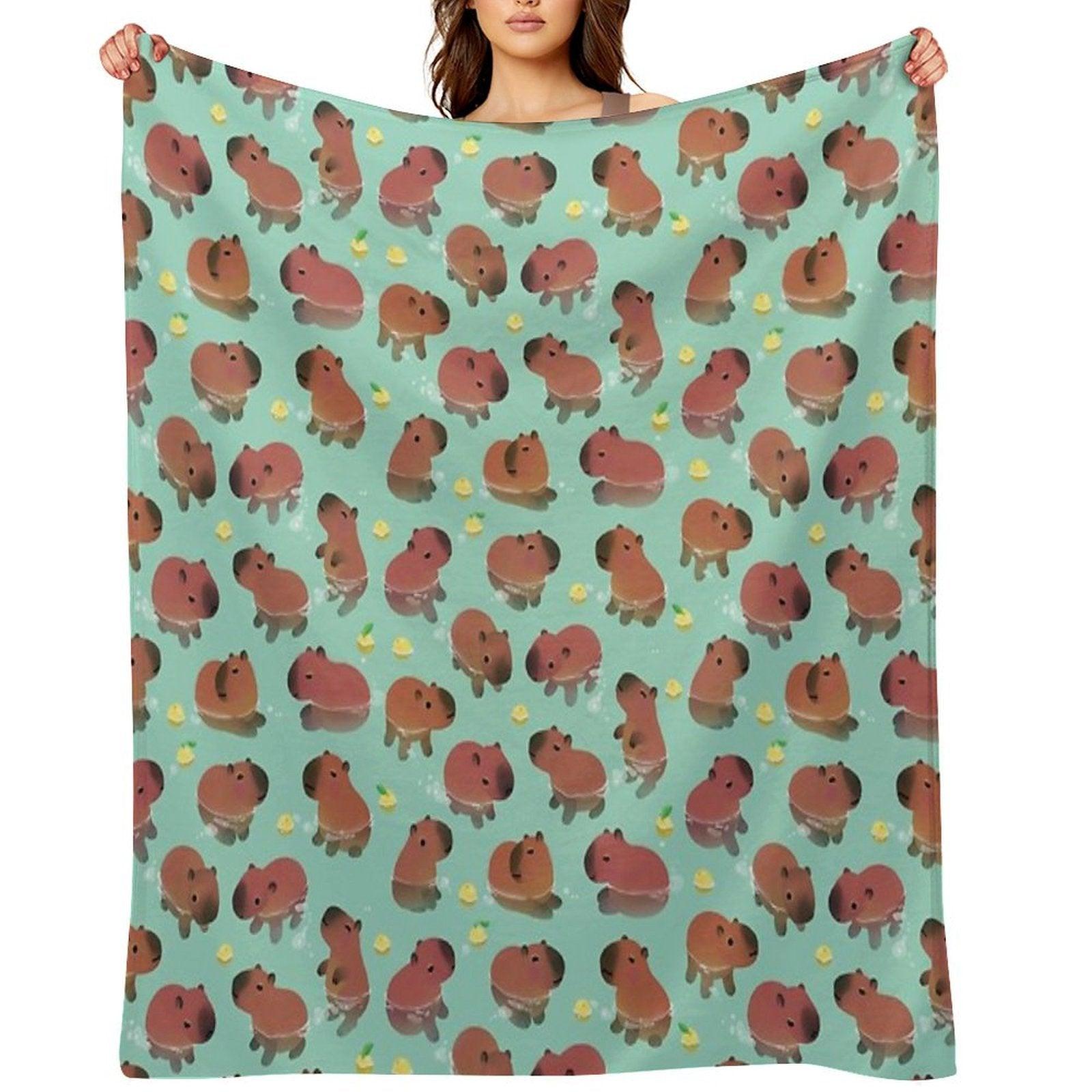 Capybath Time Throw Blanket