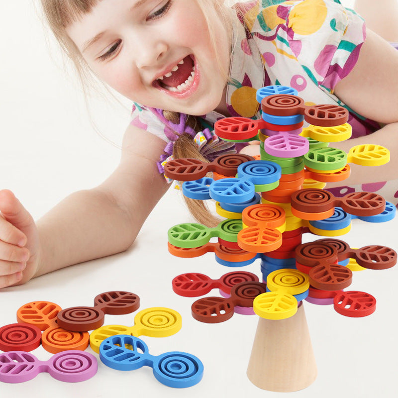 Stacking Tree Balance Building Blocks for Children's Puzzle, Stacking High, Stacking Music, Balance Tree Building, Wooden Toys, Parent Child Game