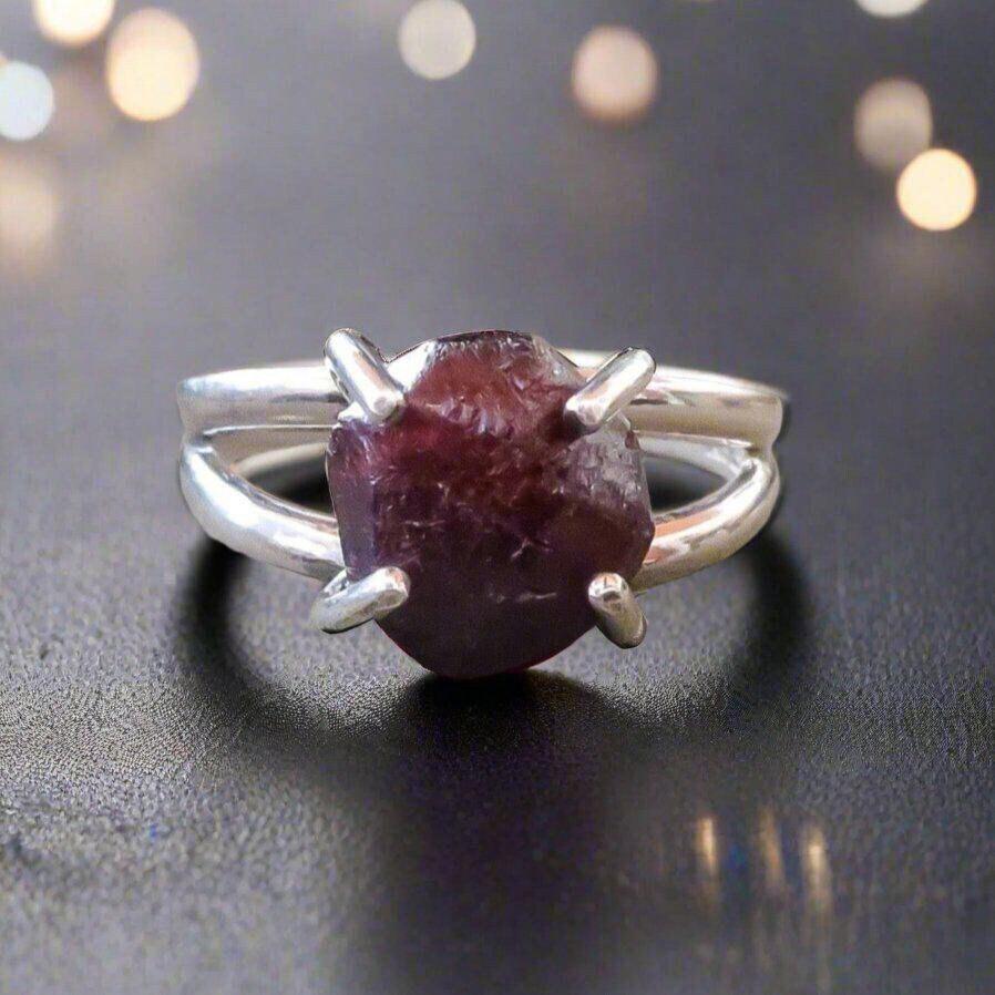 Silver Garnet Ring, A Symbol of Courage and Strength | By Blackbird & Sage