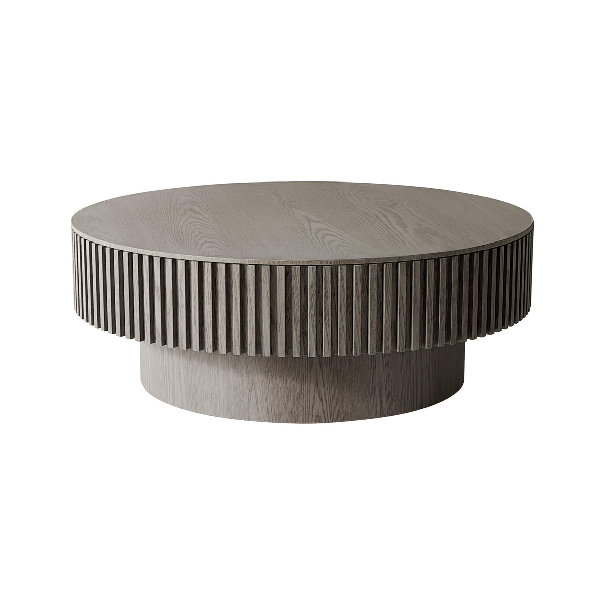 Modern Gray Round Mushroom Coffee Table with Hidden Storage